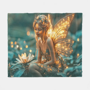 Garden Fairy Bright Sparkling Wings Fleece Blanket