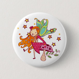 Garden Fairy on Mushroom 2 Inch Round Button
