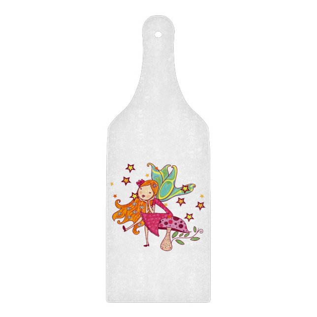 Garden Fairy on Mushroom Cutting Board (Front)