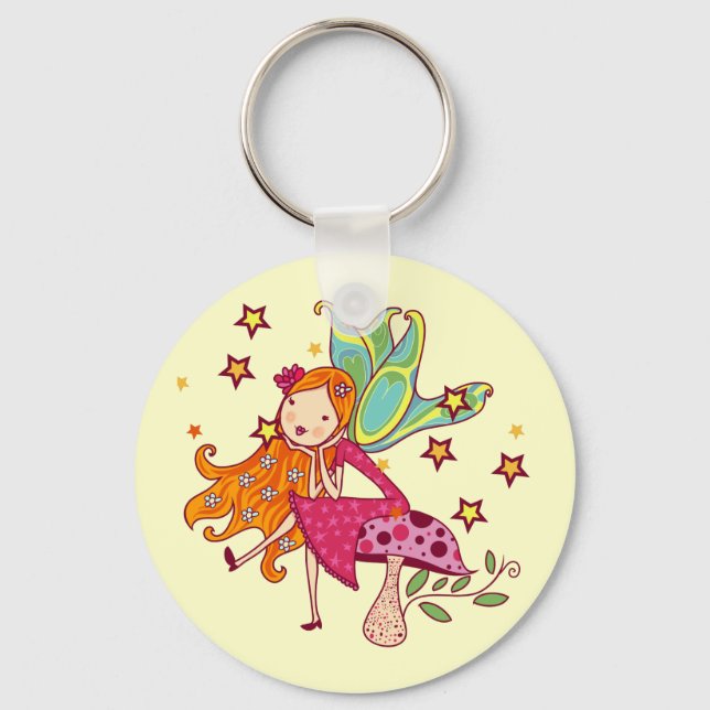 Garden Fairy on Mushroom Keychain (Front)
