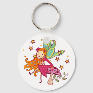 Garden Fairy on Mushroom Keychain