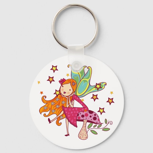 Garden Fairy on Mushroom Keychain (Front)