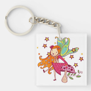 Garden Fairy on Mushroom Keychain