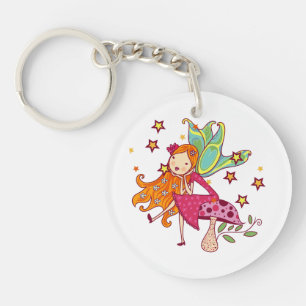 Garden Fairy on Mushroom Keychain