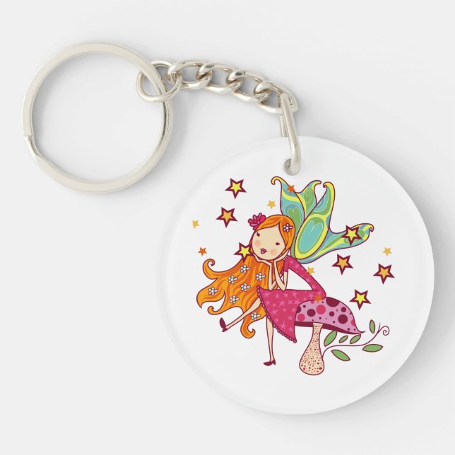 Garden Fairy on Mushroom Keychain (Front)