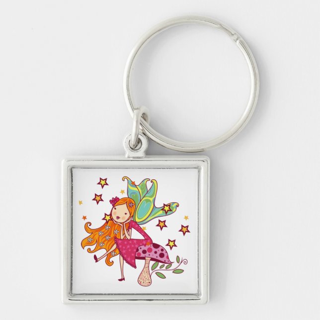 Garden Fairy on Mushroom Keychain (Front)