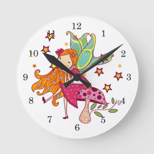 Garden Fairy on Mushroom Round Clock