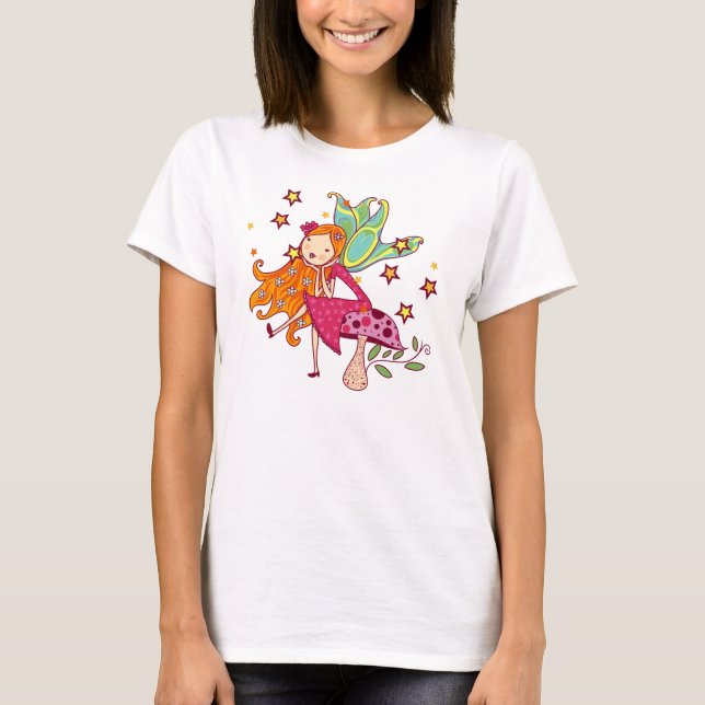 Garden Fairy on Mushroom T-Shirt (Front)