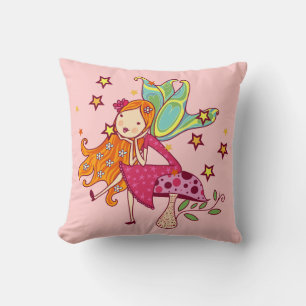 Garden Fairy on Mushroom Throw Pillow
