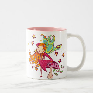 Garden Fairy on Mushroom Two-Tone Coffee Mug