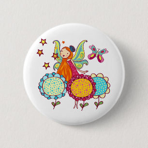 Garden Fairy With Flowers 2 Inch Round Button