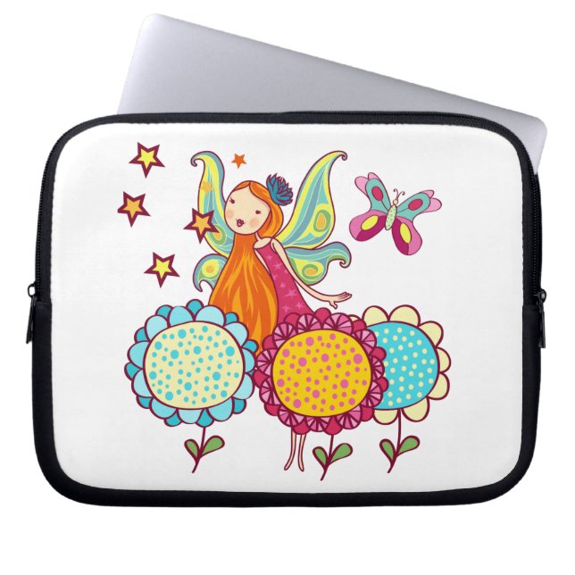 Garden Fairy With Flowers Laptop Sleeve (Front)