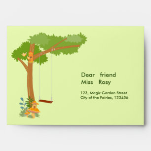 Garden Fairy with pet friends Birthday Party Envelope
