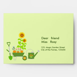 Garden Fairy with pet friends Birthday Party Envelope