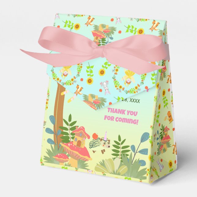 Garden Fairy with pet friends Birthday Party Favor Box (Front Side)
