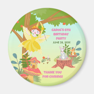 Garden Fairy with pet friends Birthday Party Magnet