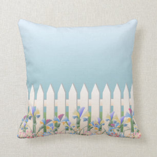 Garden Fence and Flowers Pillow