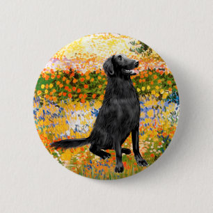 Garden - Flat Coated Retriever 2 Inch Round Button