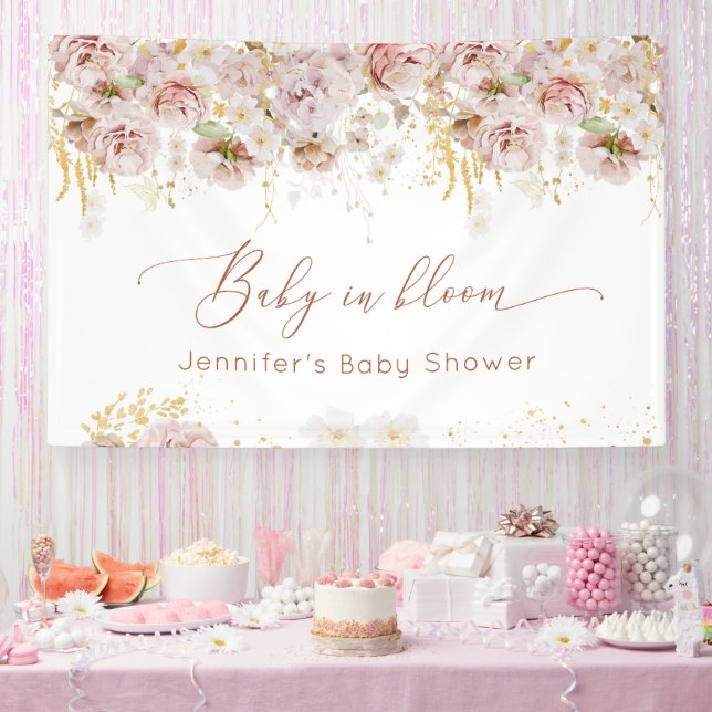Garden floral baby in bloom baby shower banner (Party)