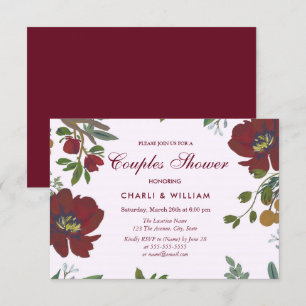 Garden Floral Burgundy Couples Shower Invitation