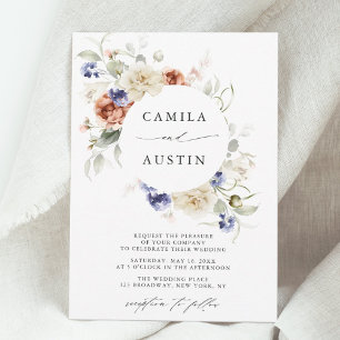 Garden Floral Circle Frame Wedding Invitation