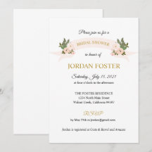 Garden Floral Crest Bridal Shower Invitation