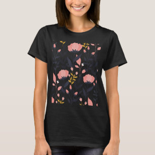 Garden Floral Flower Botanical Pattern Dark Pink T-Shirt