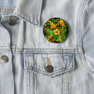 Garden Floral Flower Plant Green Nature 2 Inch Round Button