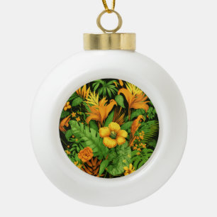 Garden Floral Flower Plant Green Nature Ceramic Ball Christmas Ornament