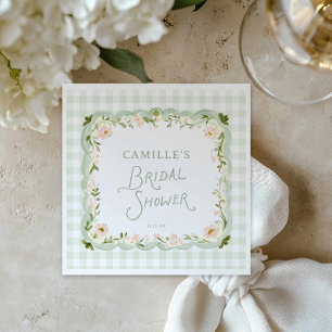 Garden Floral Gingham Bridal Shower Napkin
