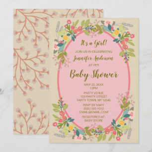Garden Floral Girl Baby Shower Invitation