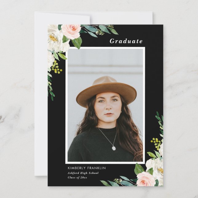 Garden Floral Graduation Photo Invitation (Front)