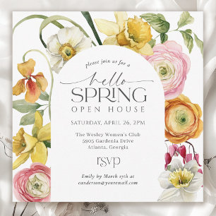 Garden Floral Hello Spring Open House  Invitation