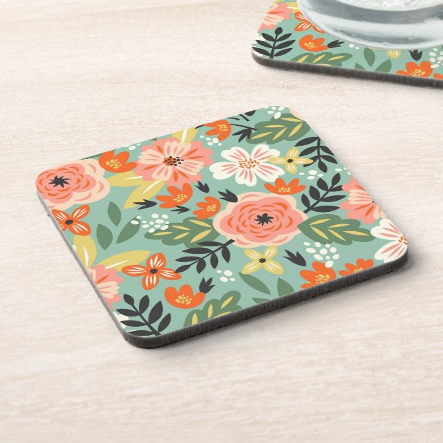 Garden Floral Pattern Coaster (Left Side)