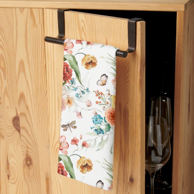 Garden Floral Pattern Kitchen Towel (Thirds Fold)