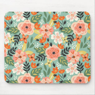 Garden Floral Pattern Mouse Pad