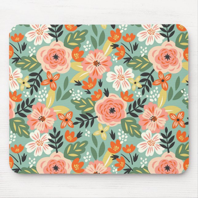 Garden Floral Pattern Mouse Pad (Front)
