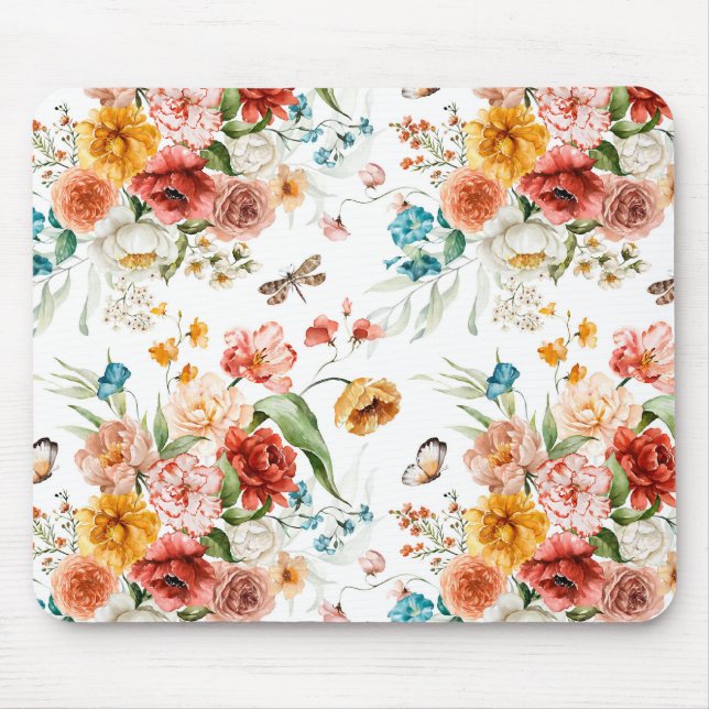 Garden Floral Pattern Mouse Pad (Front)