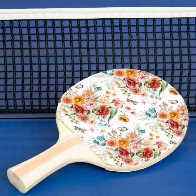 Garden Floral Pattern Ping Pong Paddle (Insitu)