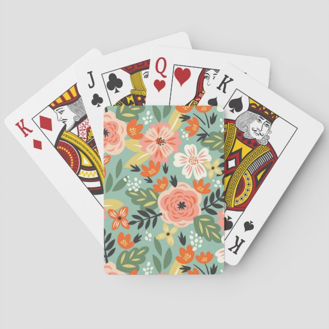 Garden Floral Pattern Playing Cards (Back)