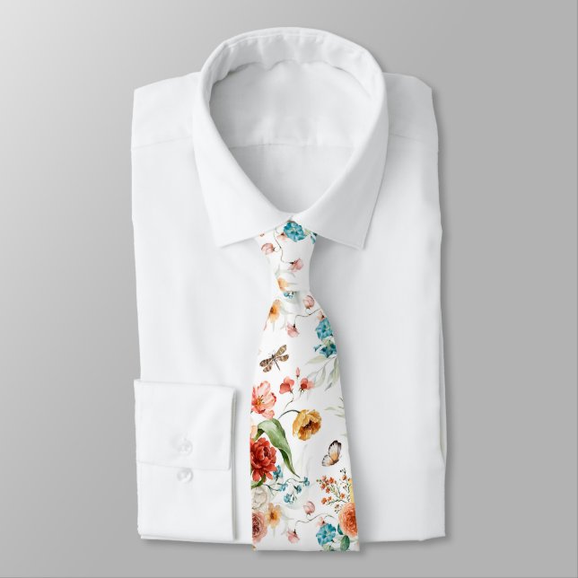 Garden Floral Pattern Tie (Tied)
