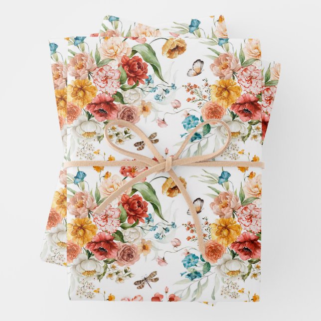 Garden Floral Pattern Wrapping Paper Sheet (In situ)