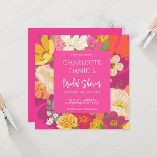 Garden Floral Pink Bridal Shower Invitation