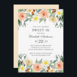Garden floral Sweet 16. Blush flower 16th birthday Invitation<br><div class="desc">Summer garden Sweet 16 birthday invitation with blush and white flowers. Contact me,  please,  if you need additional items.</div>