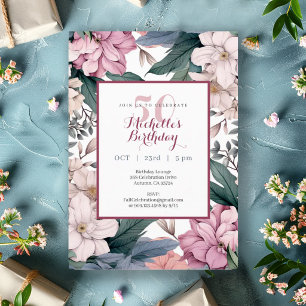 Garden Floral Watercolor 50th Birthday Party Invitation