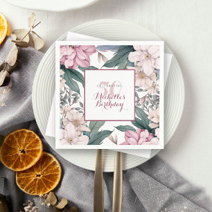 Garden Floral Watercolor 50th Birthday Party Napkin