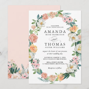 Garden Floral Wreath Wedding Invitation