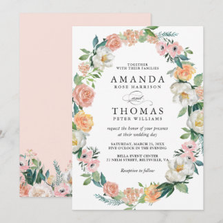 Garden Floral Wreath Wedding Invitation