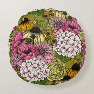 Garden florals 2 round pillow