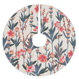 Garden Florals: Tropical Botanical Vintage Brushed Polyester Tree Skirt